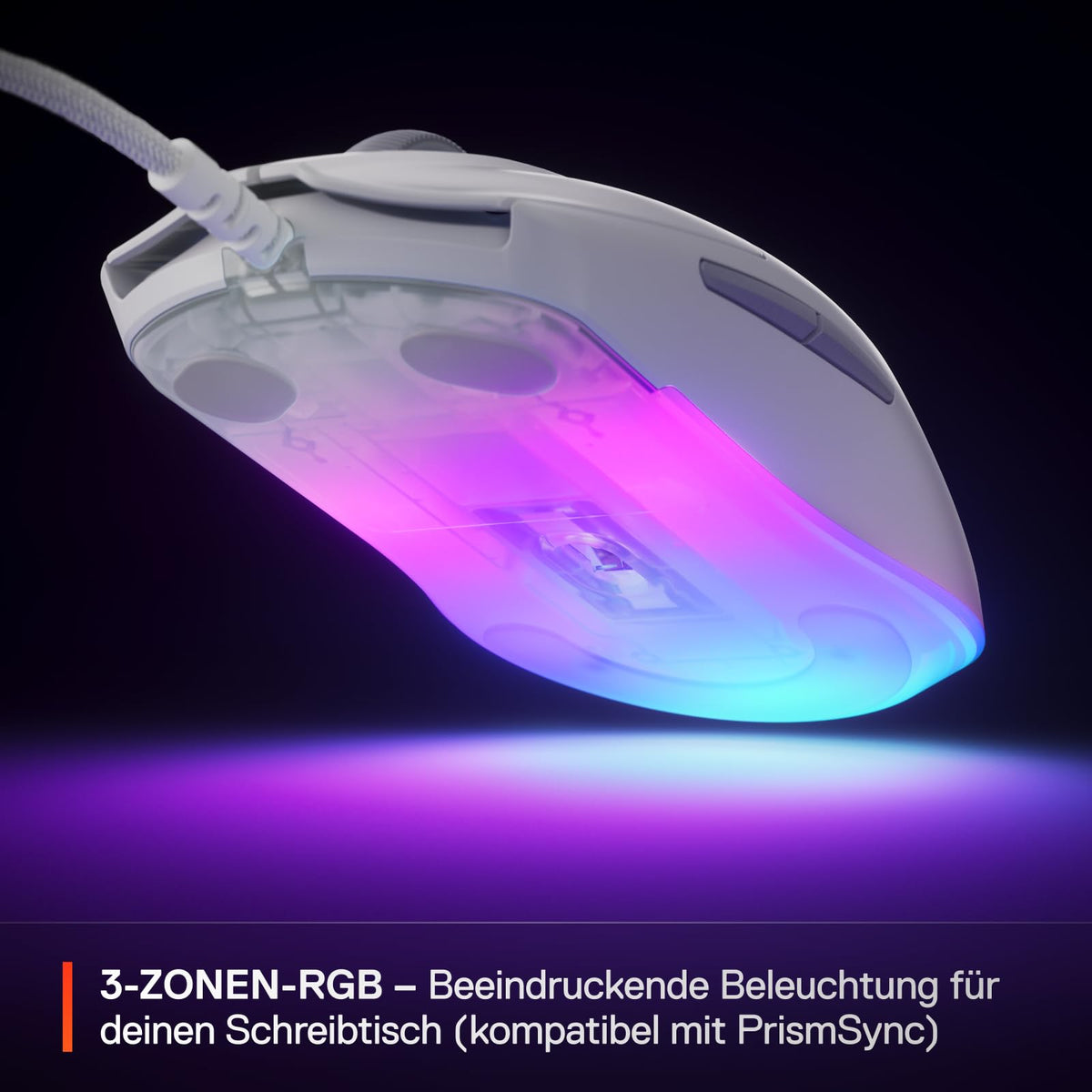 SteelSeries Rival 3 Gen 2 Mouse de gaming – senzor optic TrueMove Core de 8.500 DPI – 60 milioane de clicuri garantate – latență scăzută – 77 g greutate – picioare de PTFE – RGB - Alb - 62516