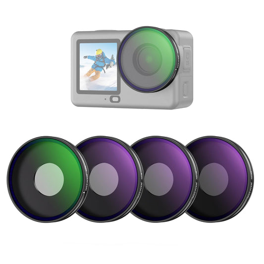 NEEWER CPL + ND filter set compatible with DJI Osmo Action 6 only, pack of 4 ND8/16/32, adjustable circular polarizing filter, gray filter, screw-on multi-coated action cam photo accessories, FL-B100