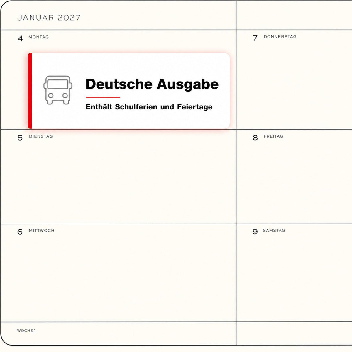 LEUCHTTURM1917 Calendar săptămânal 2027 Mediu (A5) - Germană, Floarea-soarelui, Hardcover, 145 x 210 mm, 12 luni - ianuarie-decembrie 2027, 1 săptămână pe pagină dublă, hârtie de 80 g/m² cu compatibilitate ridicată cu cerneală - 400104