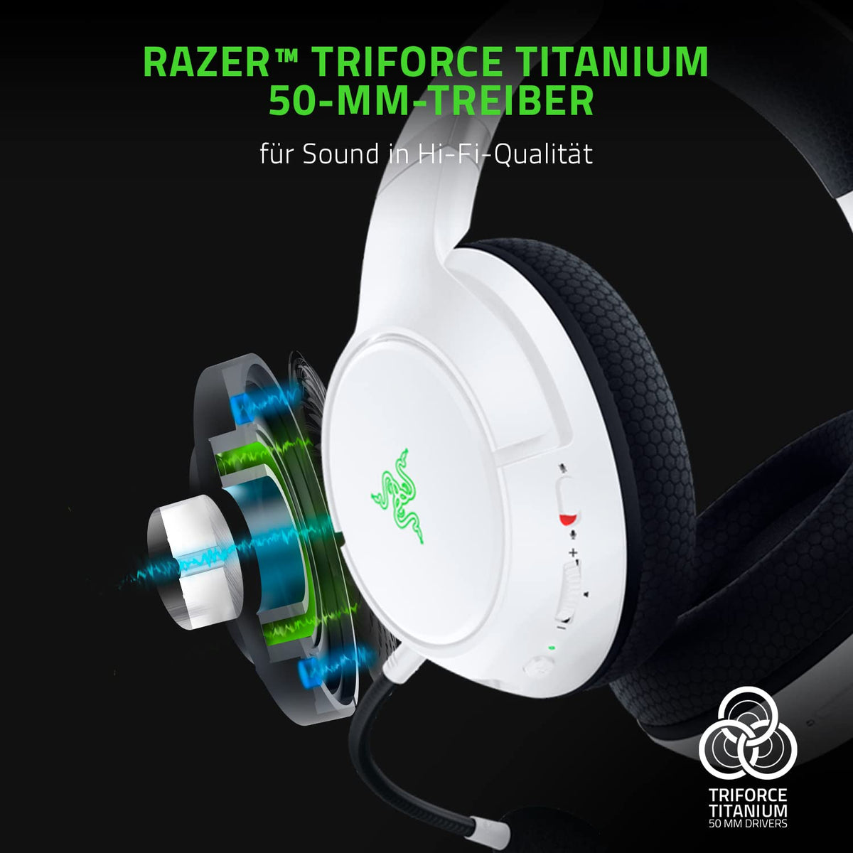 Razer Kaira Pro pentru Xbox - Cască wireless pentru Xbox Series X|S (drivere TriForce Titanium de 50mm, microfon HyperClear Supercardioid, microfon dedicat) Alb Mercury - RZ04-03470300-R3M1