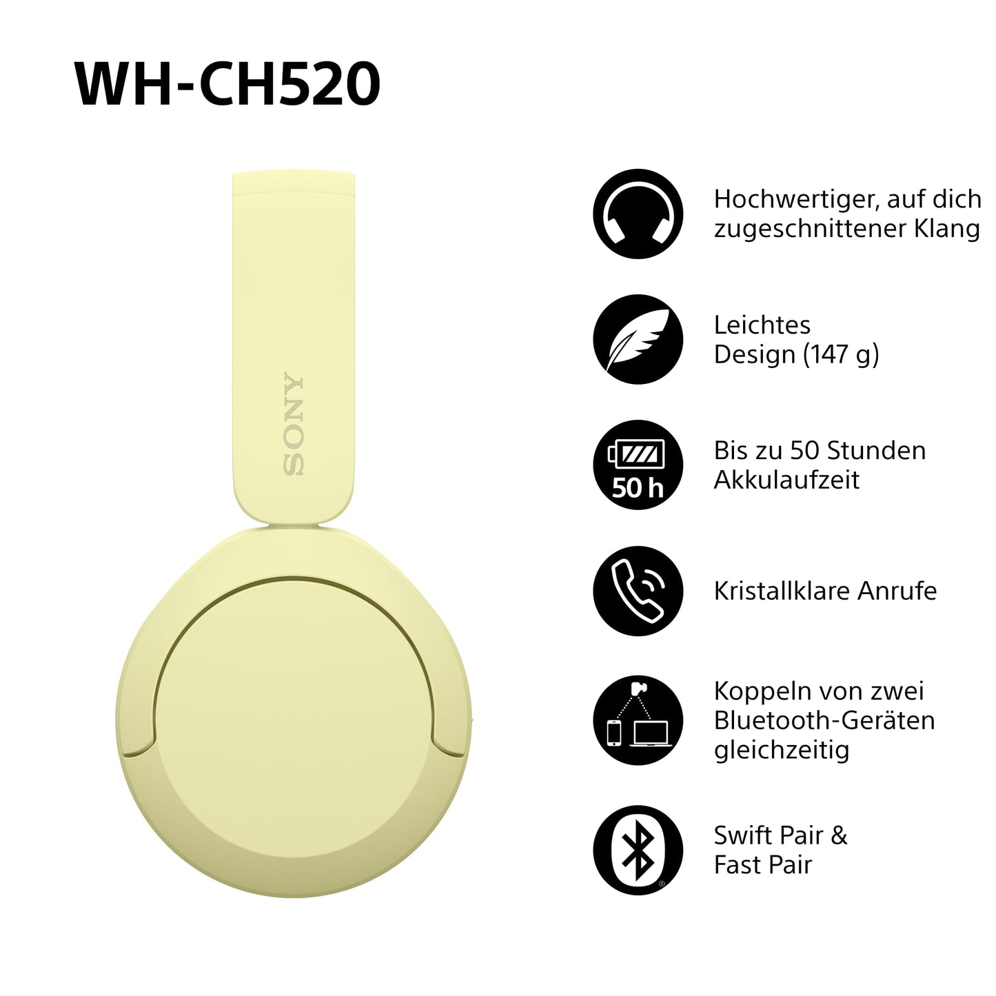 Sony WH-CH520 Yellow
