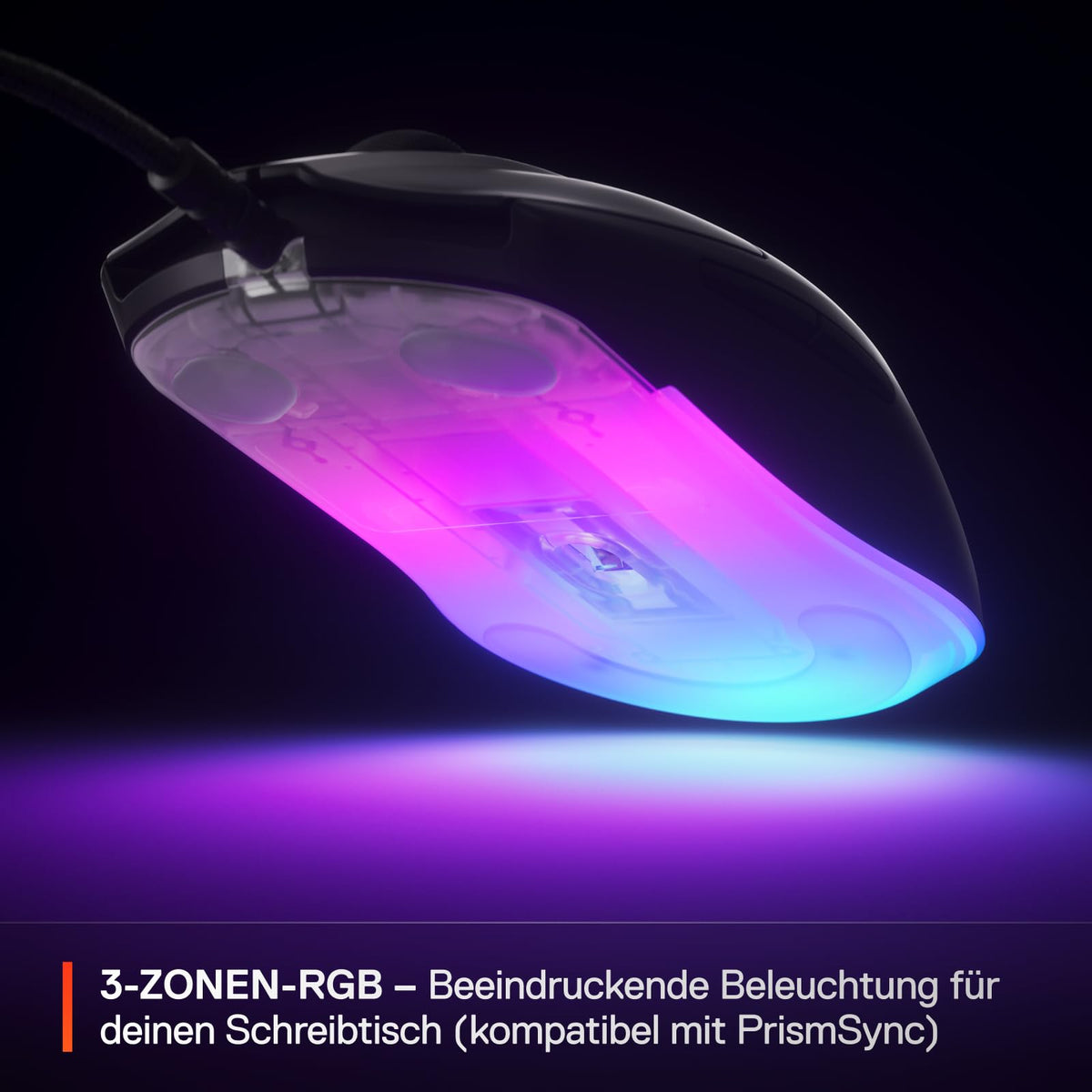 SteelSeries Rival 3 Gen 2 Mouse de gaming - 8.500 DPI TrueMove Core senzor optic - 60 milioane de clicuri garantate - latență redusă - 77 g greutate - picioare PTFE - RGB - Negru - 62515