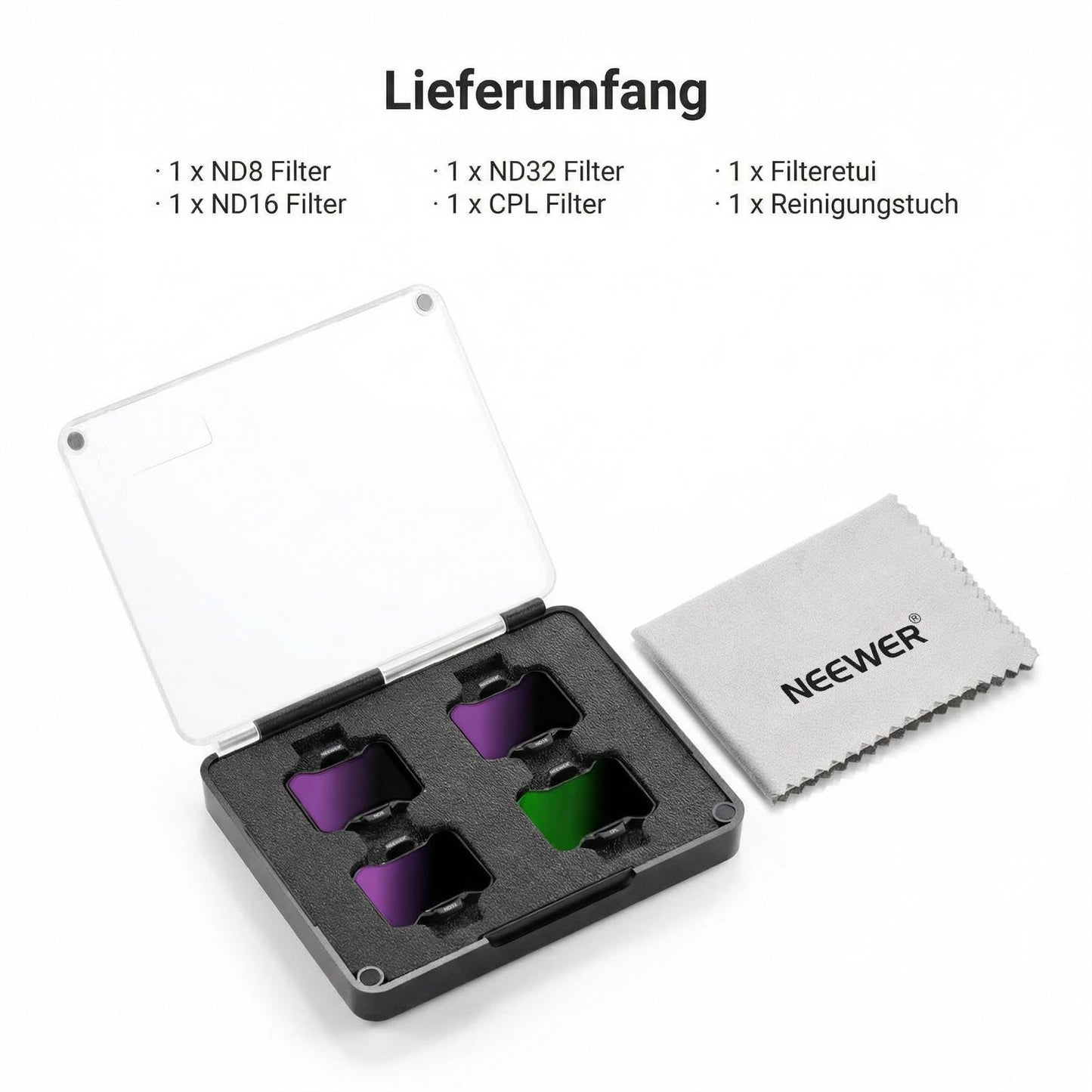 NEEWER CPL + ND filter set compatible only with DJI Avata 2, pack of 4 multi-coated HD neutral density filters (ND8/16/32) circular gray filter polarizing filter drone accessories, compatible with gimbal protection - FL-A39