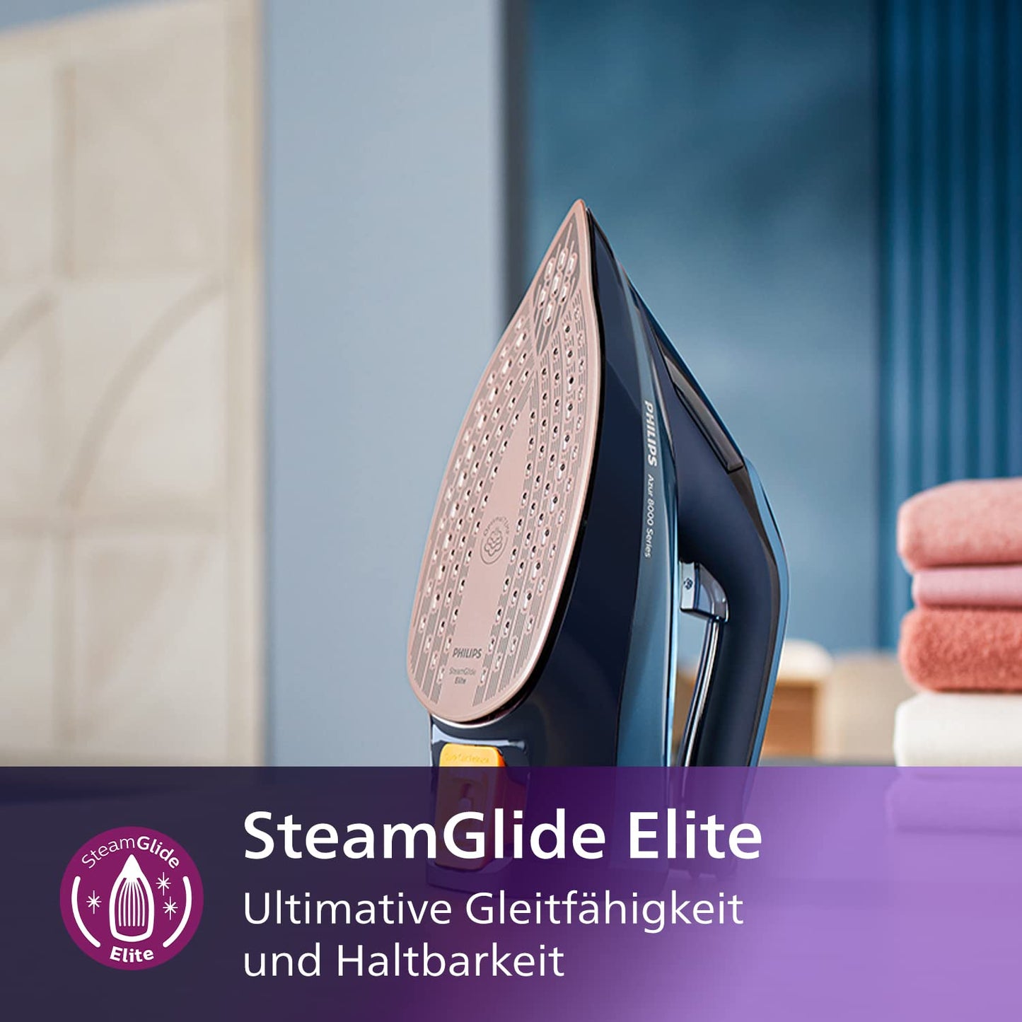 Philips Azur 8000 Series Steam Iron - 55 g/min continuous steam, 240 g steam boost, 3000 W, OptimalTEMP technology, SteamGlide Elite, light blue (DST8020/20)