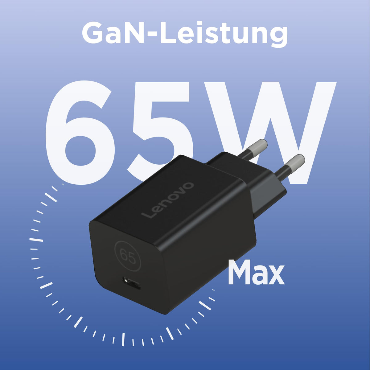 Lenovo GaN Nano 65W | USB-C Power Adapter for PC Laptop | EU Plug - G0A6GN65EU