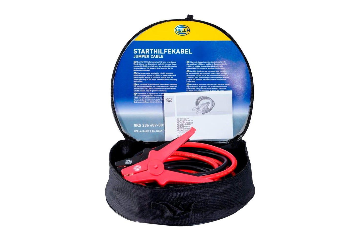 HELLA jumper cable - car jumper cable - 3.5 meters - starter cable for petrol and diesel engines - with carrying bag - 8KS 236 689-001