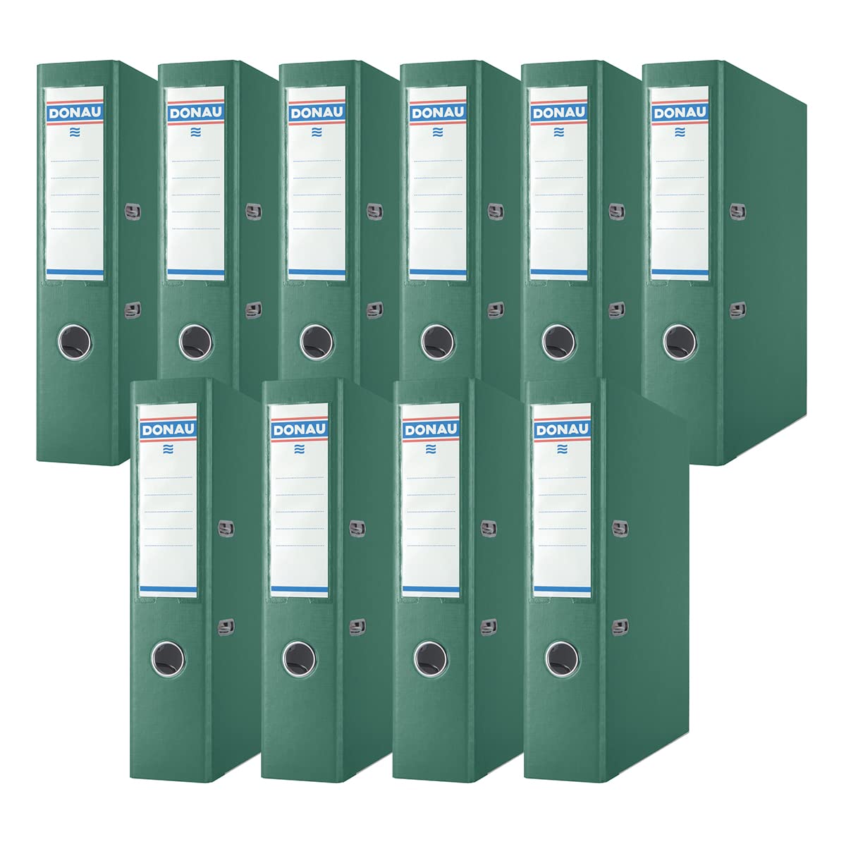 Donau Premium Wide Folder Pack of 10/DIN A4/7.5 cm/10 Pieces/Green/Plastic Cover PP/Carton Paper Slot Folder Office Folder File Ring Binder/Green Dot - 3975001PL-06