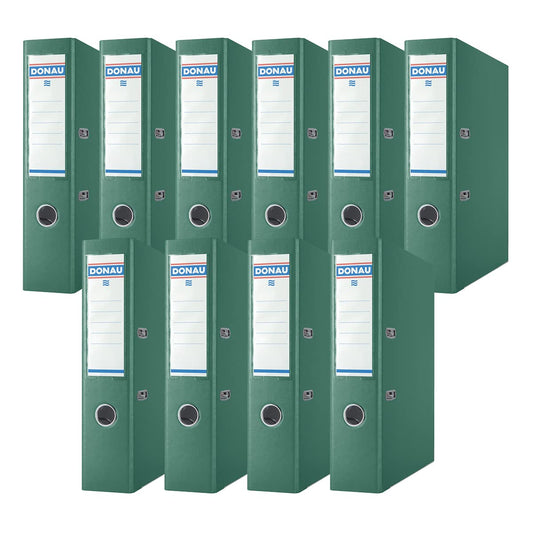 Donau Premium Wide Folder Pack of 10/DIN A4/7.5 cm/10 Pieces/Green/Plastic Cover PP/Carton Paper Slot Folder Office Folder File Ring Binder/Green Dot - 3975001PL-06