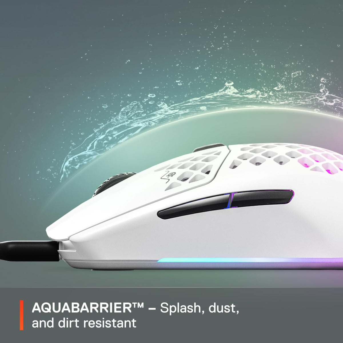 SteelSeries Aerox 3 Wireless - RGB Gaming Mouse with Surface Holes - Ultra-lightweight, water-resistant design - Optical TrueMove Air Sensor with 18,000 DPI - Snow - 62608