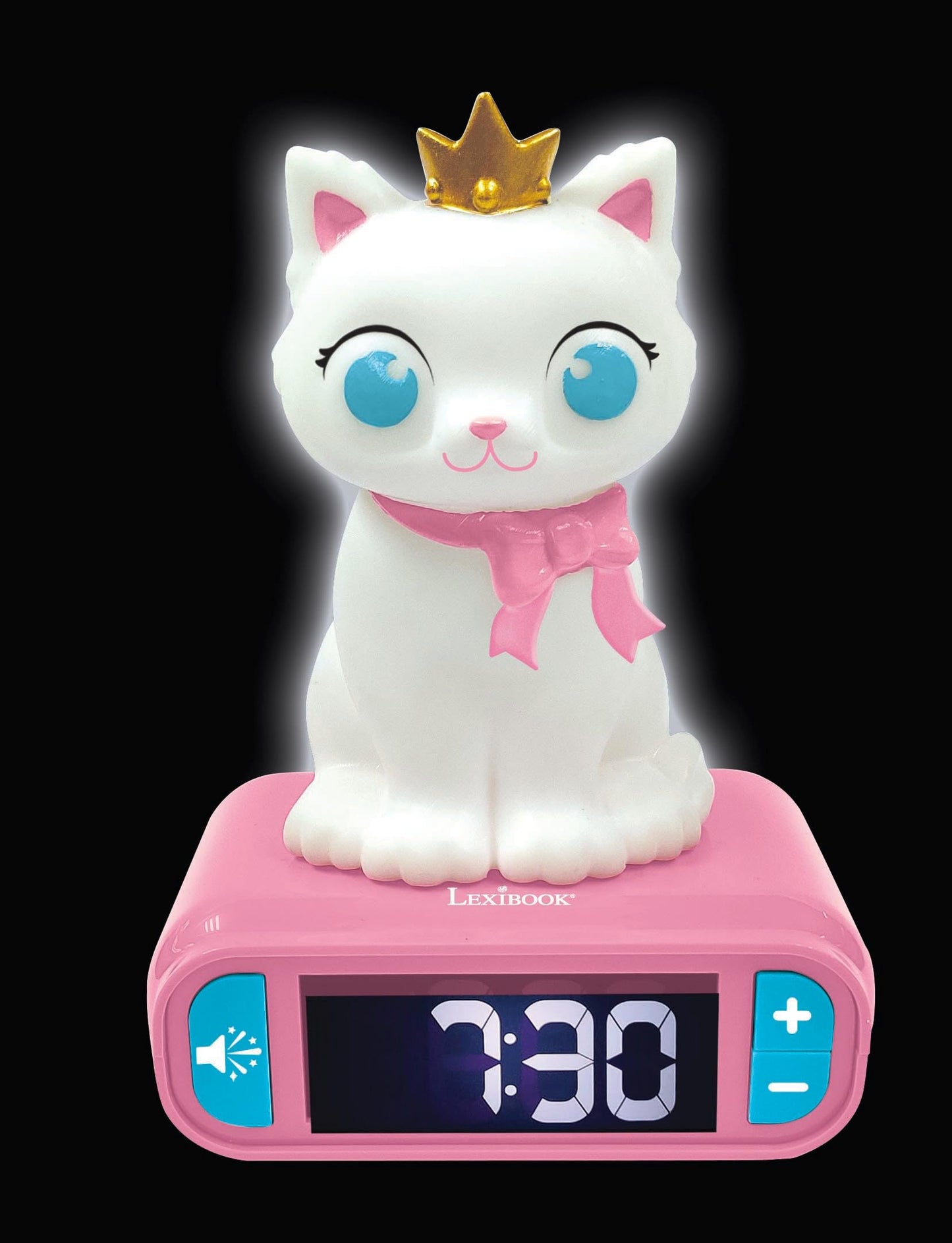 Lexibook - Alarm Clock with Night Light Kitten, Kitten Digital Alarm Clock for Children with Night Light Snooze, Children's Clock, Luminous Cat, Pink White - RL800KTLXB