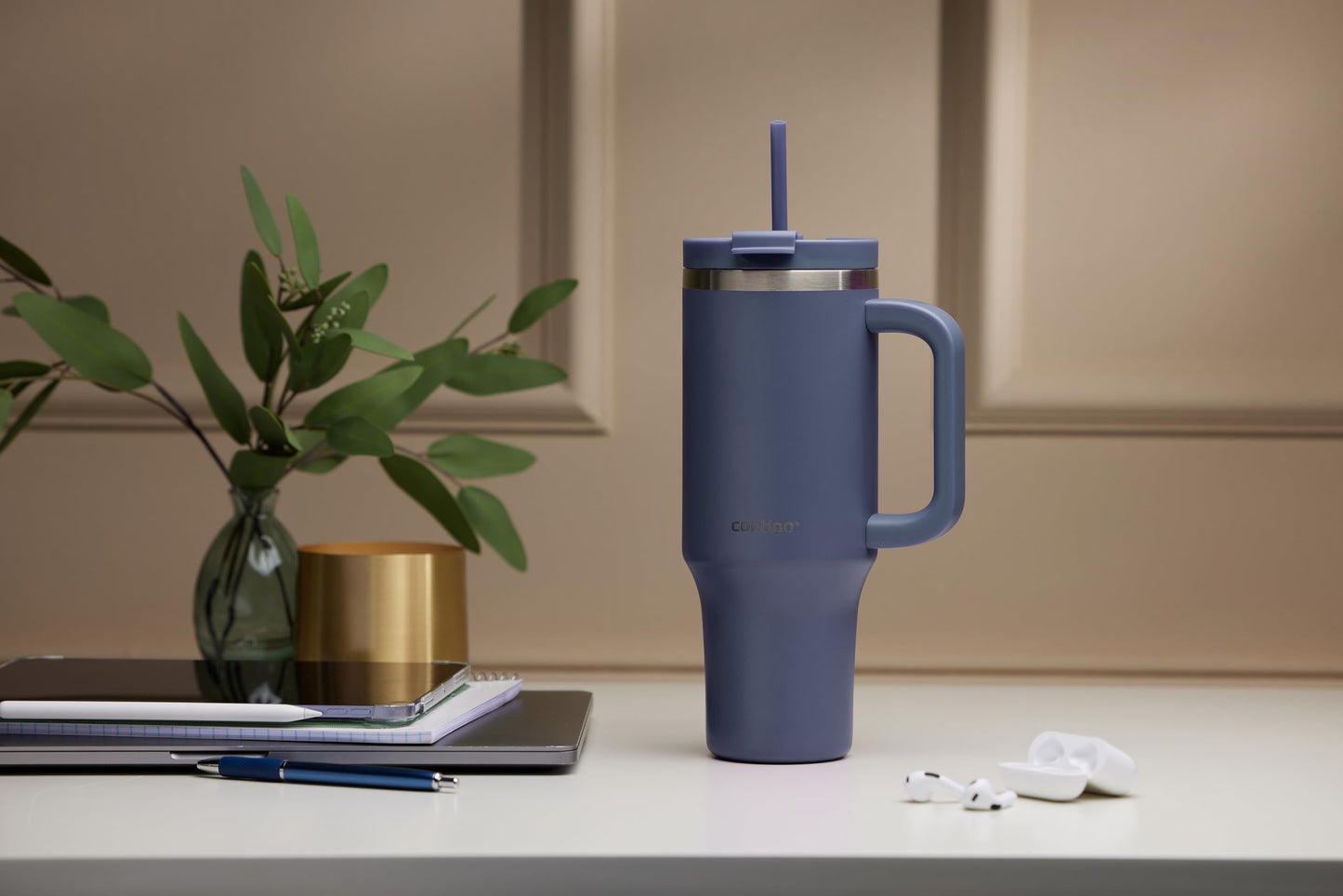 Contigo thermos bottle 1200 ml with handle and straw | Stainless Steel Insulated Thermal Drinking Bottle with Lid | Cools for 29 hours | Travel Mug | Thermo mug | - 2217785