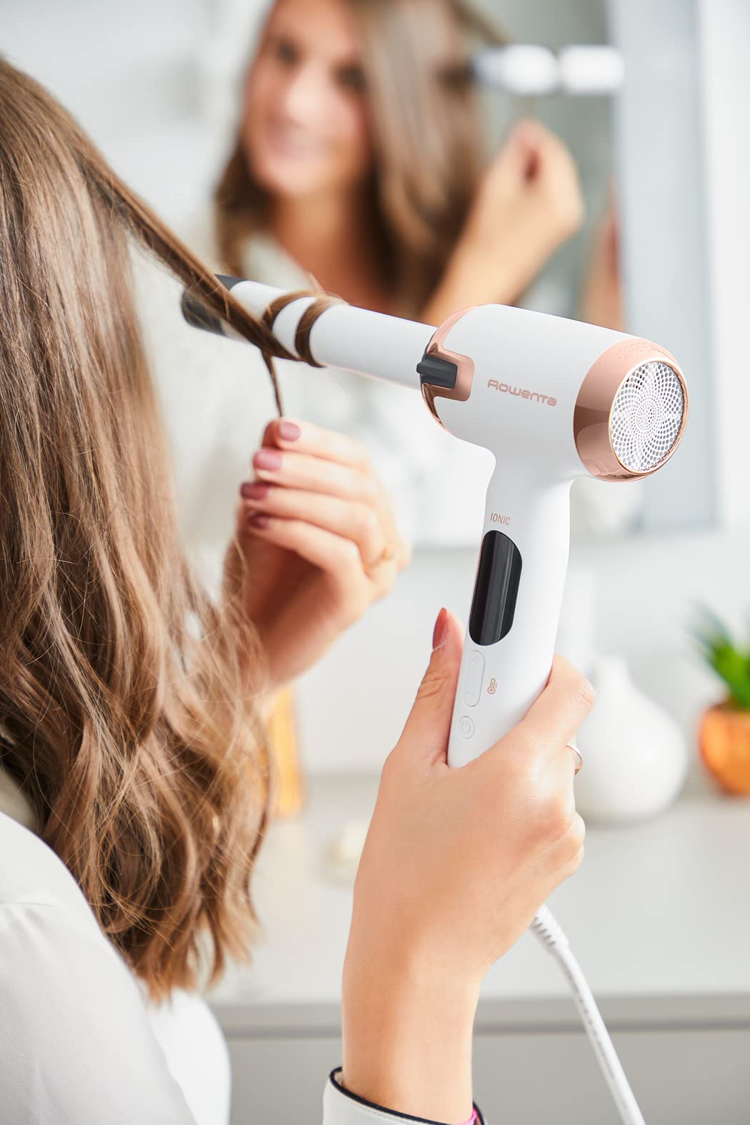 Rowenta CF4310 Ultimate Experience Air Care Curling Iron | new L-shape | gentle airflow | 8 temperature settings from 130°C to 200°C | heats up in 30 seconds | White/Copper | 1 piece (single pack)