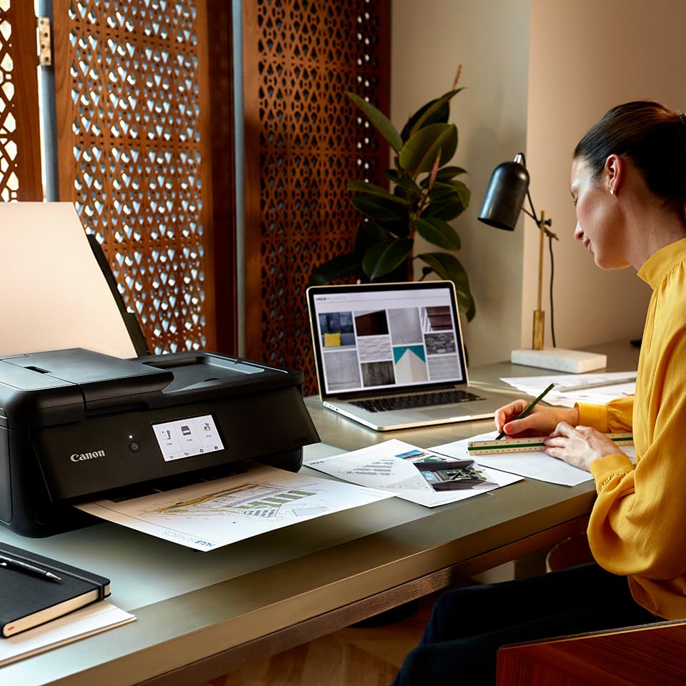 Canon PIXMA TS9550a Printer Color Inkjet Multifunction Device DIN A4 A3 (A3 Printer, Scanner, Copier, 5 Separate Inks, WiFi, LAN, Print App, 2 Paper Trays, Duplex Printing) black - 2988C036