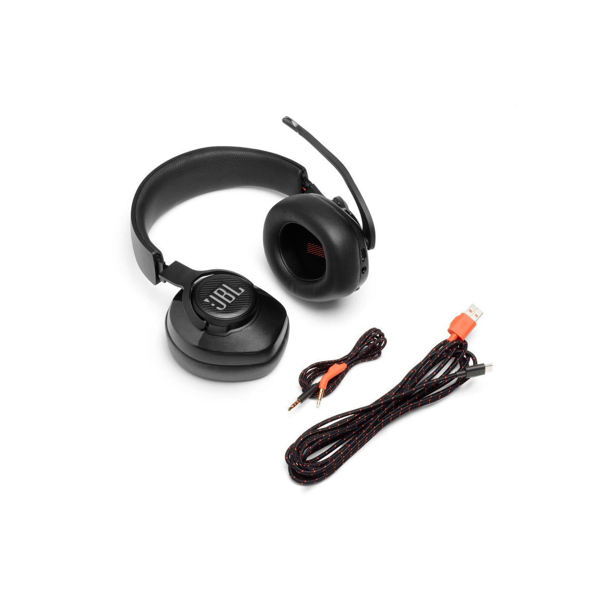 JBL Quantum 400 Căști de gaming Over-Ear – Cablu de 3,5 mm și USB – Cu microfon boom pliabil și sunet QuantumSurround – Negru - JBLQUANTUM400BLK
