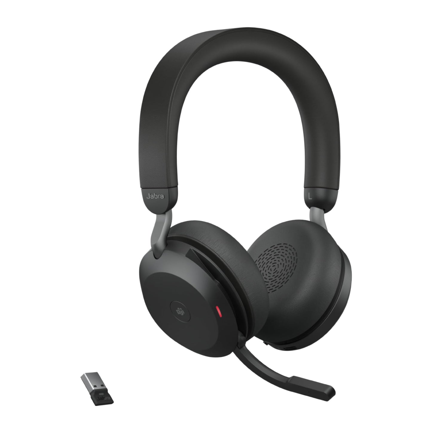 Jabra Evolve2 75 Wireless PC Headset with Charging Dock, 8 Micro Technology - Dual Foam Stereo Headphones with Advanced Active Noise Cancellation, USB-A Bluetooth Adapter and MS Compatibility - Black - 27599-999-989
