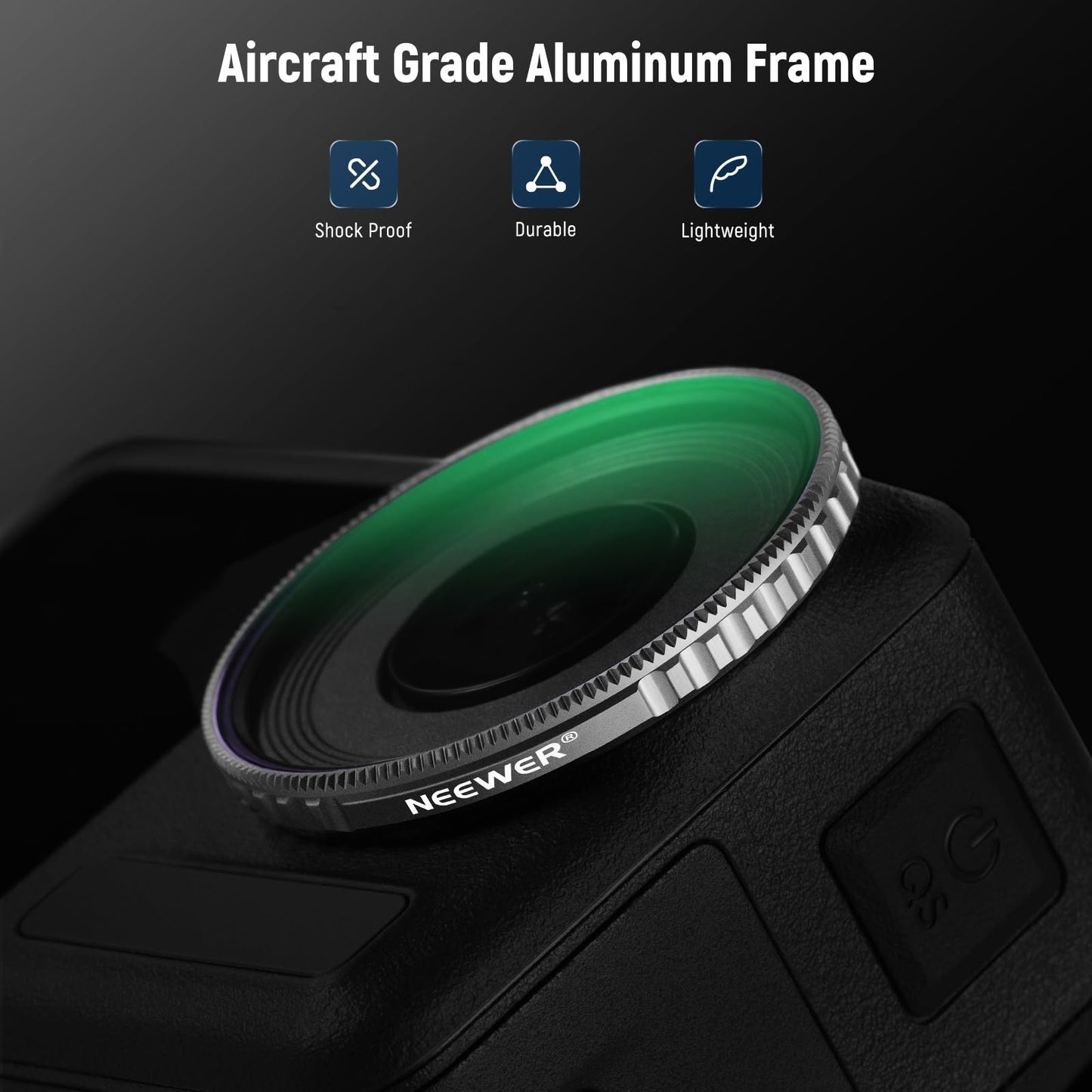 NEEWER CPL & ND filter set compatible with DJI Osmo Action 4/Action 5 Pro (pack of 4), screw-on polarizing filter CPL+ND8+ND16+ND32 action camera accessories, multi-coated optical, FL-A12 - 10105202