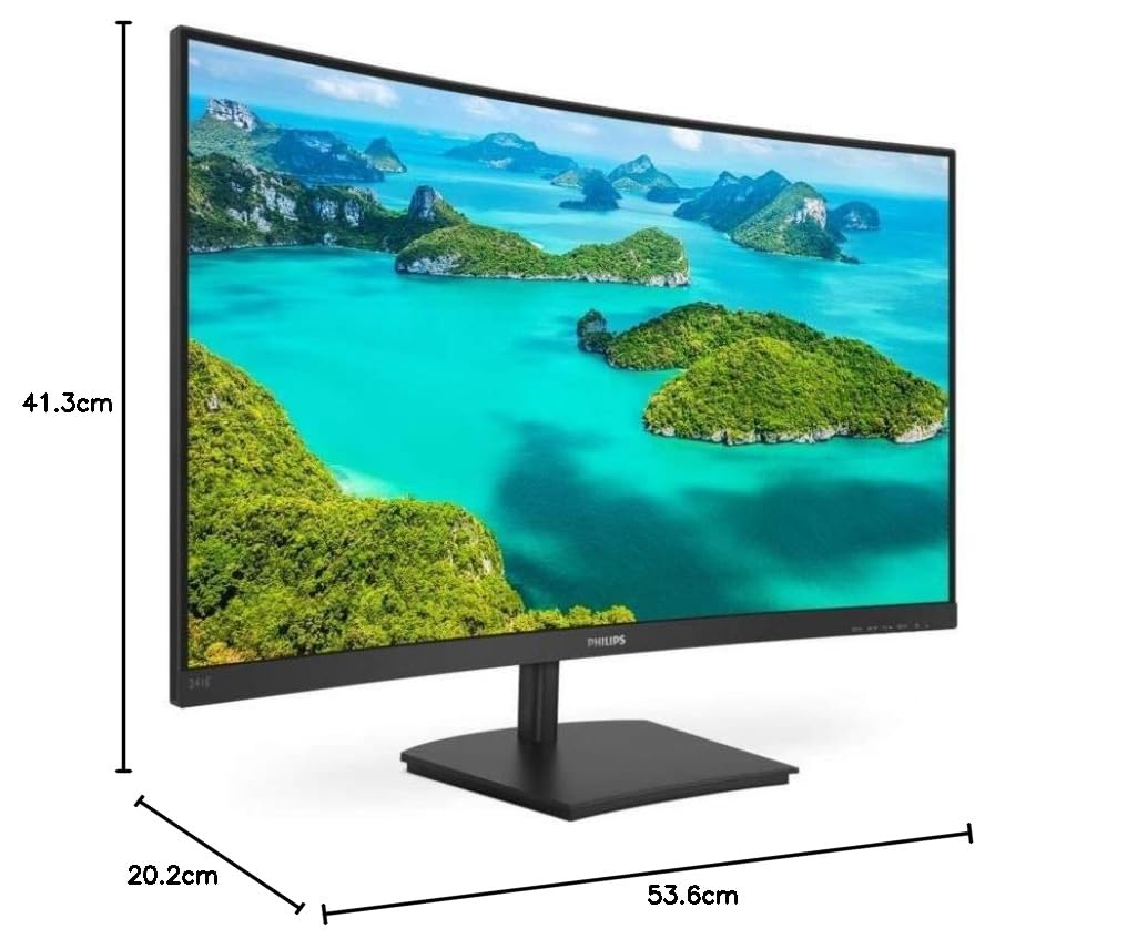 Philips 241E1SCA Monitor Curved de 24 inch, FHD, 75Hz, panou VA, 4ms GtG, FreeSync, difuzoare, (1920x1080 HDMI 1) Negru - 241E1SCA/00