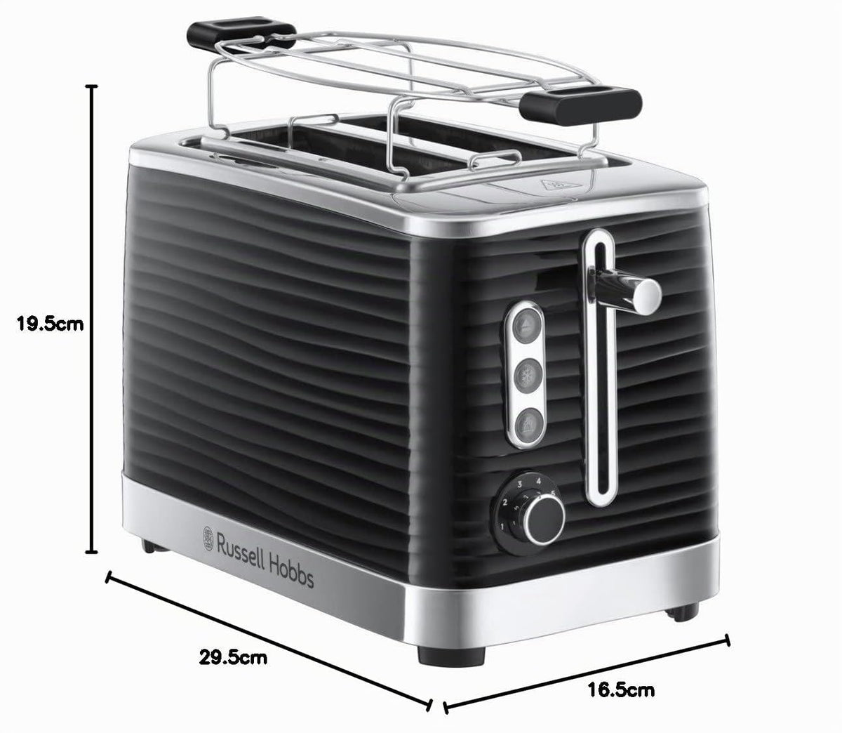 Russell Hobbs Toaster, Black, 2-Slice Model, 1050 Watt, 24371-56