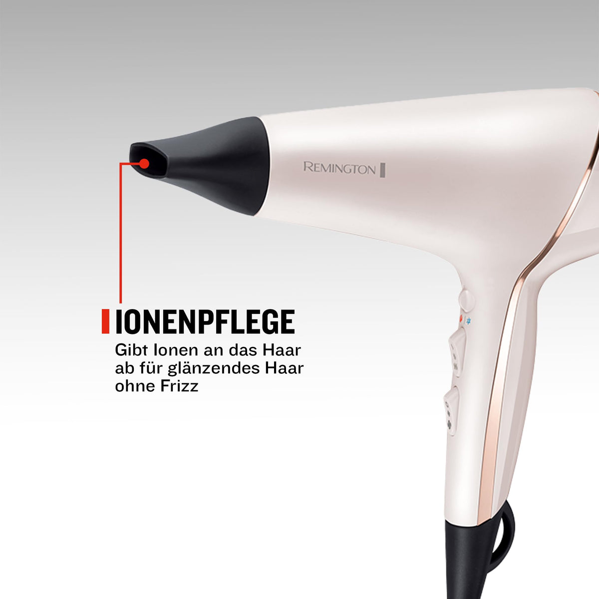Remington Professional Hair Dryer Ionen PROluxe (2400W, 150km/h, 3 styling attachments, OPTIheat technology for long-lasting styling results, ion care - anti-frizz, durable AC motor) AC9140