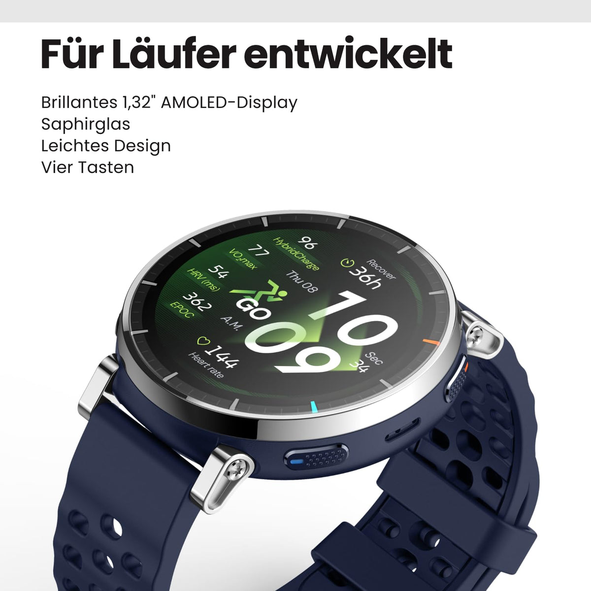 Amazfit Active 3 Premium 45mm GPS Running Smartwatch, 1.32" AMOLED Sapphire Display, 12 Day Battery, 4GB, NFC, Offline Maps, 170+ Training Modes, 5 ATM, Heart Rate & Fitness Tracker for Android & iPhone - A2558