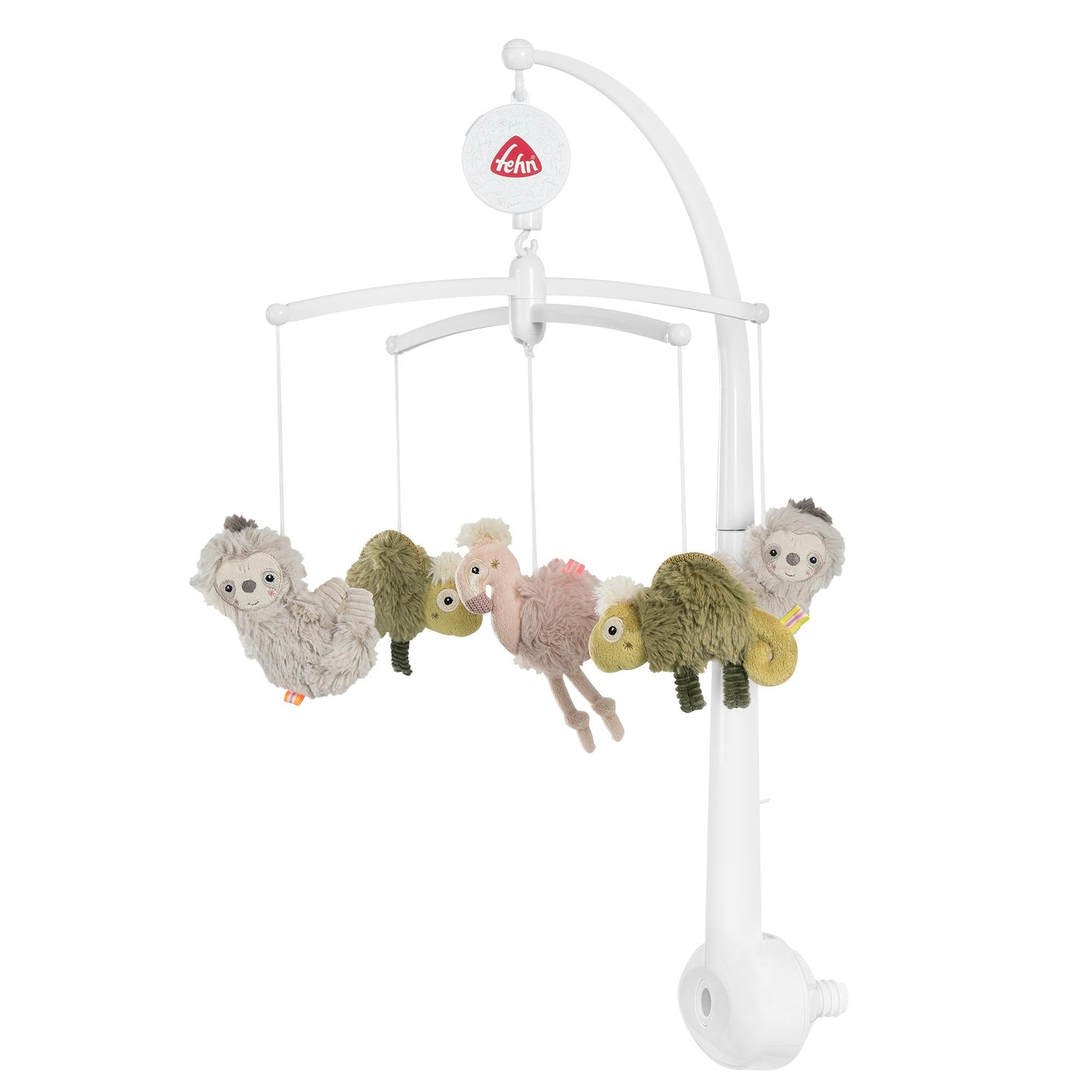 Fehn music mobile Lazy, Crazy & Pink - music mobile with music box melody "Brahm's lullaby" - sleep aid for calming and activity - with baby bed attachment for babies from 0-5 months - 42160