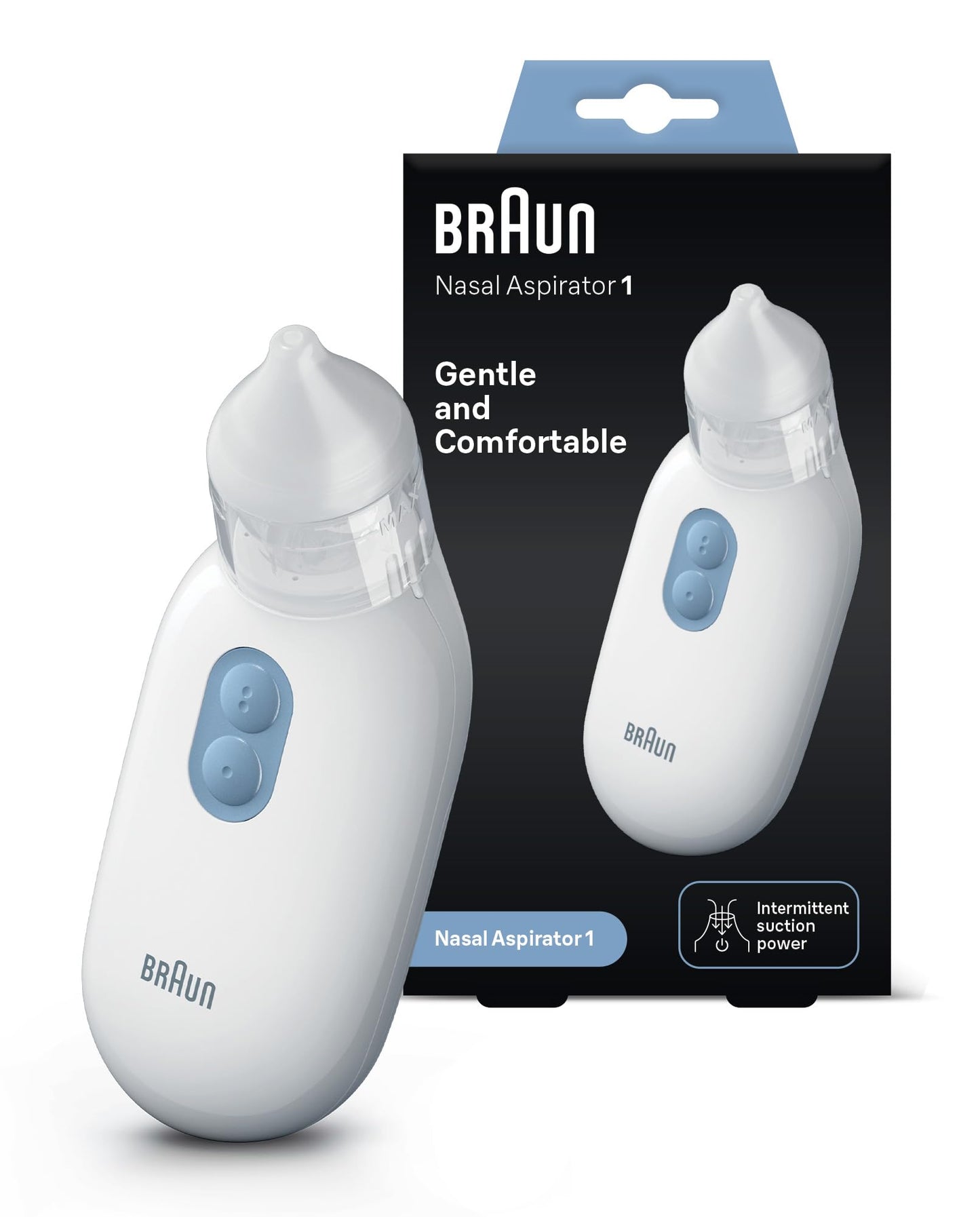 Braun nasal aspirator 1 | expectorant | Relief for stuffy noses | Electric suction power | 2 suction levels | Lace in 2 sizes | Suitable for newborns, babies and children | Dishwasher safe | BNA100 - BNA100EU
