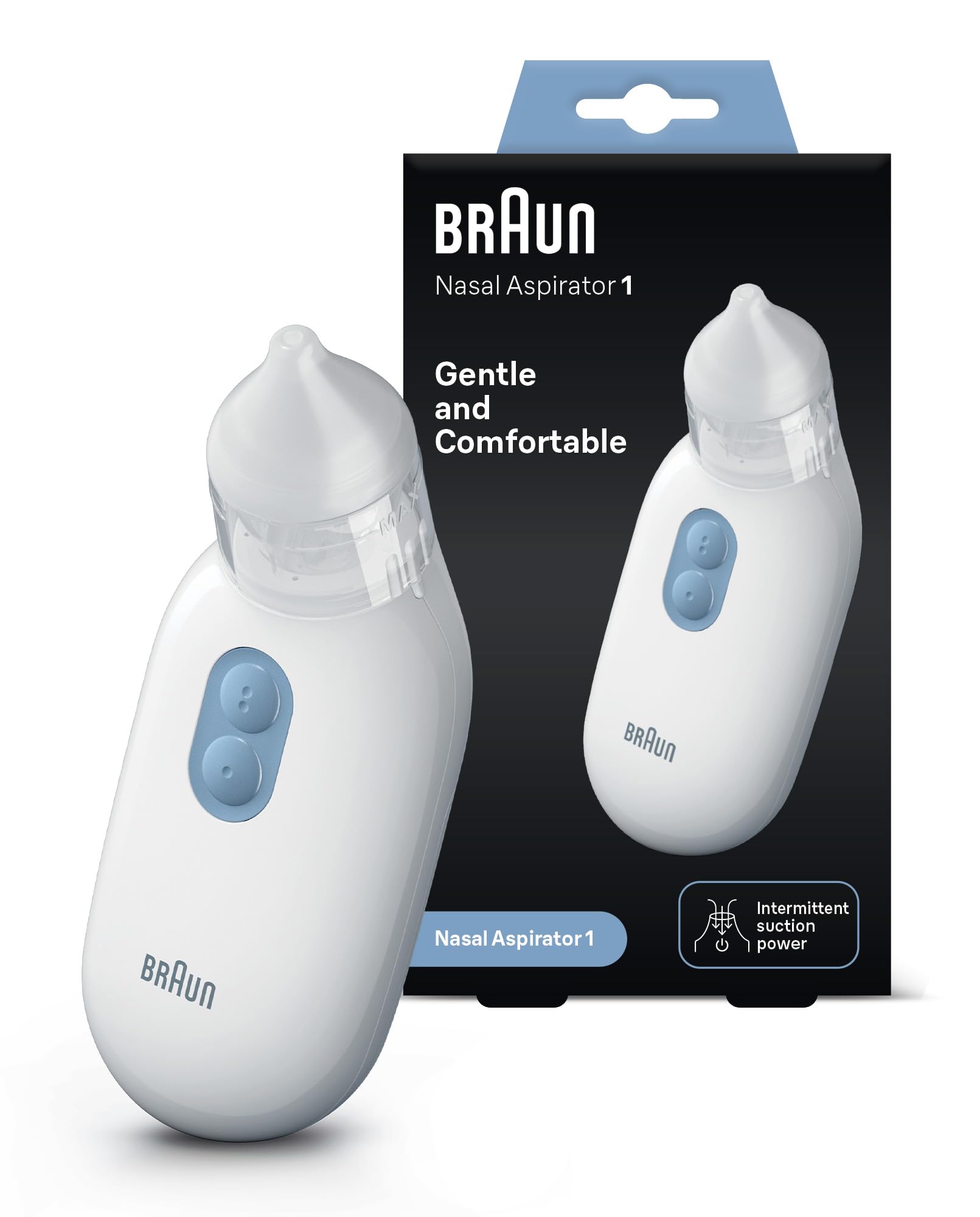 Braun nasal aspirator 1 | expectorant | Relief for stuffy noses | Electric suction power | 2 suction levels | Lace in 2 sizes | Suitable for newborns, babies and children | Dishwasher safe | BNA100 - BNA100EU