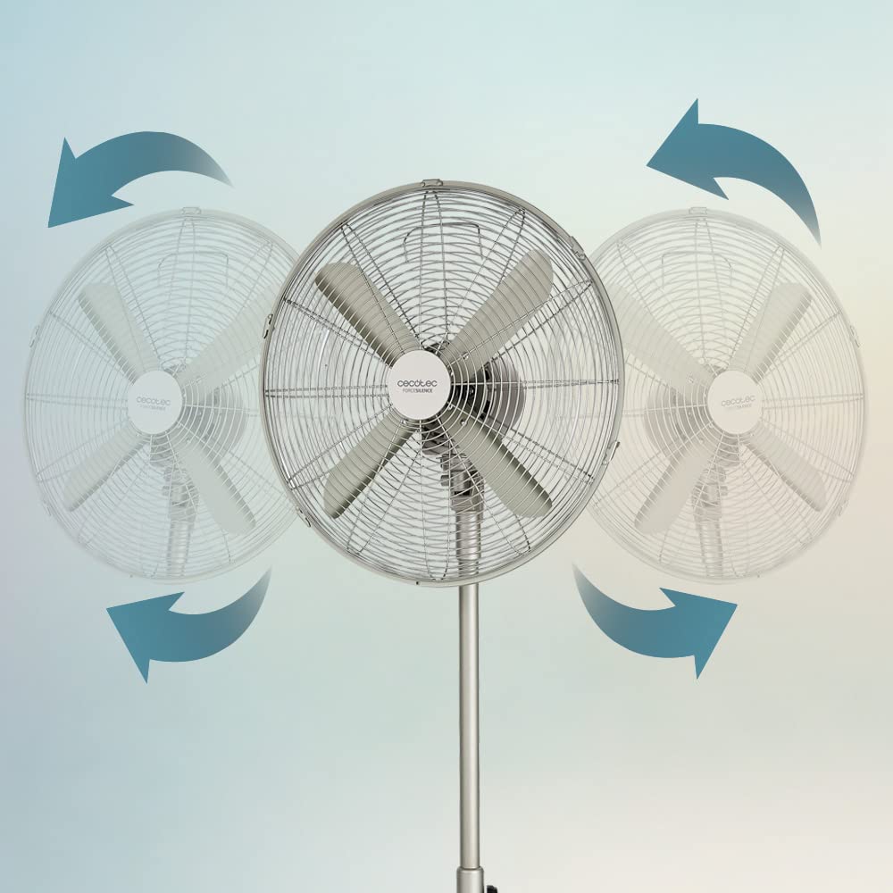 Cecotec pedestal fan EnergySilence 610 Steelstyle. 50W, steel finish, 16" diameter with 4 blades, 3 speeds, oscillation, height adjustable, maximum safety - 08234