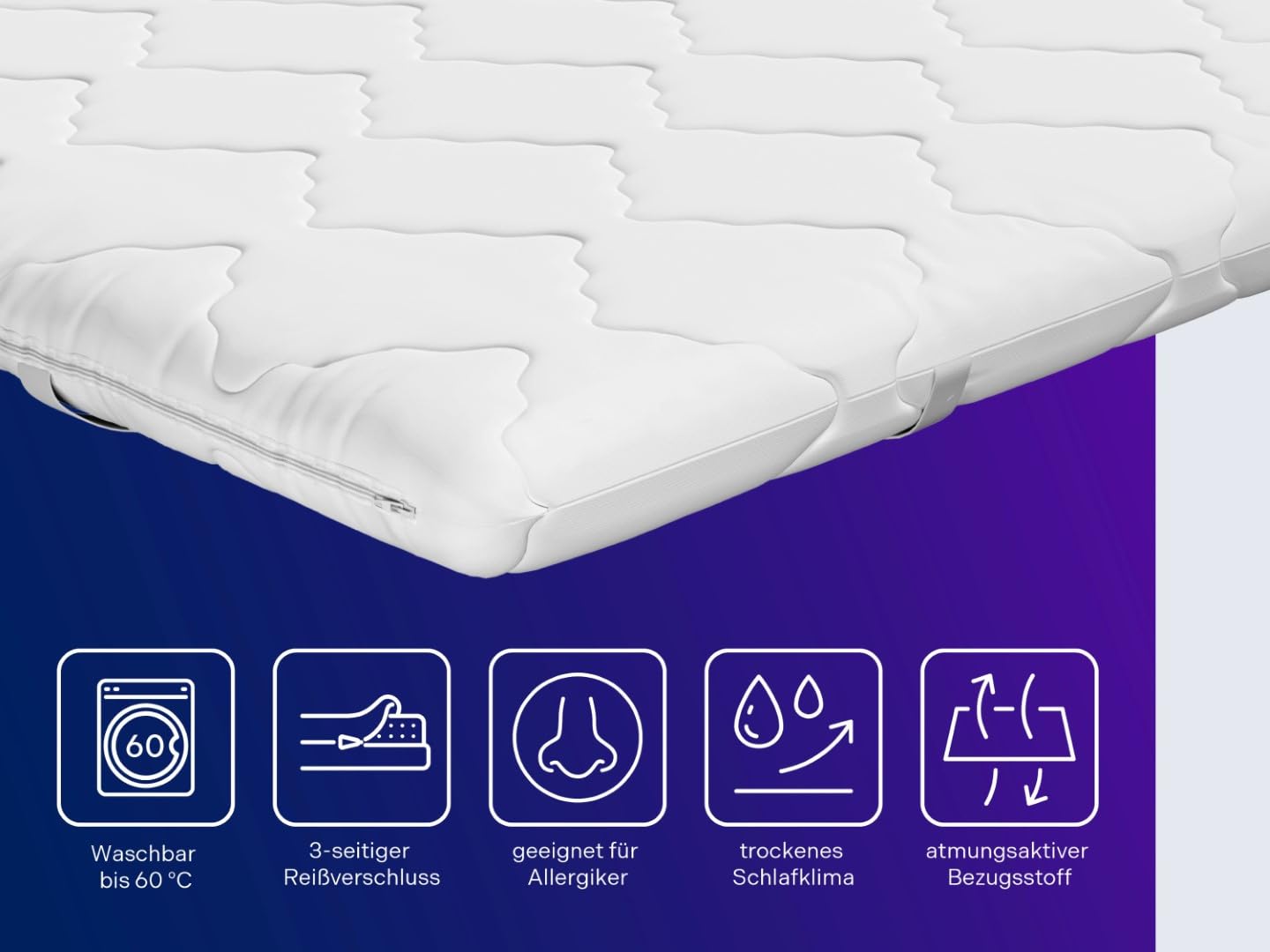 Dream night orthopedic mattress topper 140x190 cm | Comfort foam core for high lying comfort | Pressure-relieving & breathable | Oeko-Tex Standard 100 certified | German quality standard - 3897184193