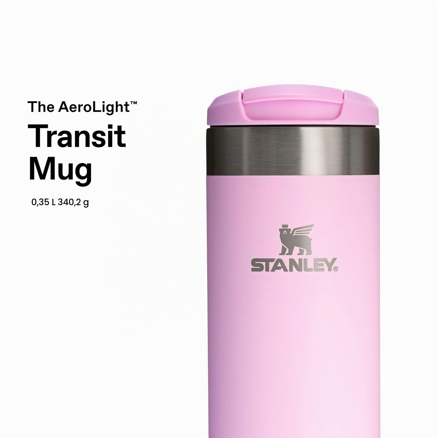 Stanley 1913 Aerolight Transit Thermo Mug 0.35L - Keeps Hot for 4 Hours - Dishwasher Safe - Coffee Mug To Go Leak-Proof - Compatible with Common Car Drink Holders - Cherry Blossom - 100000108088