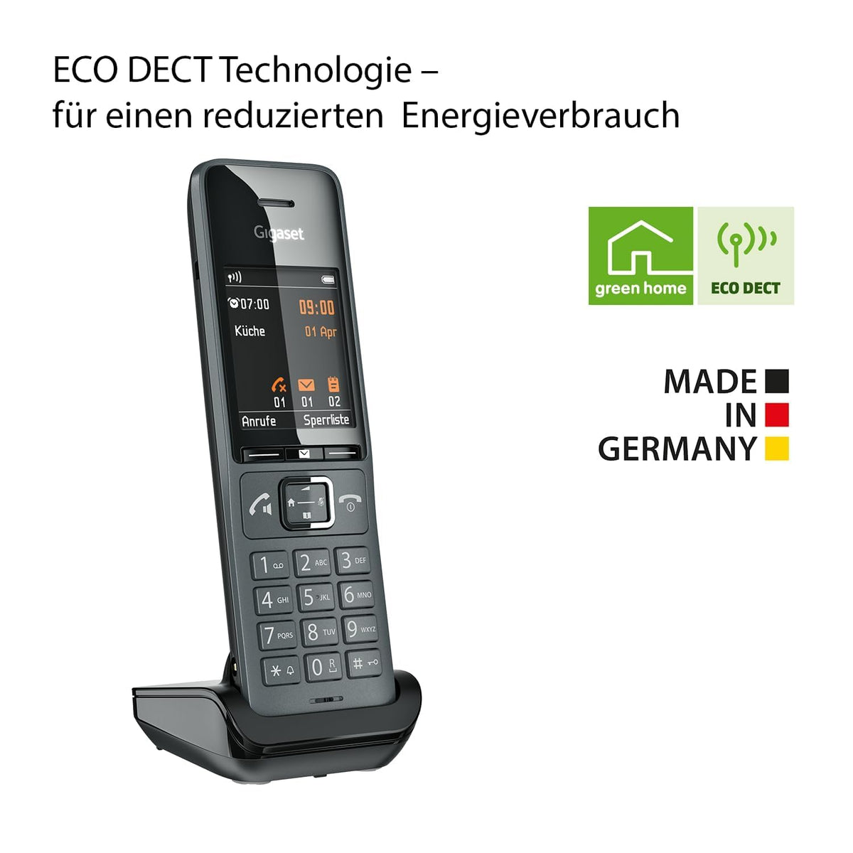Gigaset COMFORT 520HX - receptor DECT cu suport de încărcare - Telefon fără fir pentru router și bază DECT, negru titan [Compatibil în DE, IT, FR, NL, BE, CHE, AUT] [Fără bază]