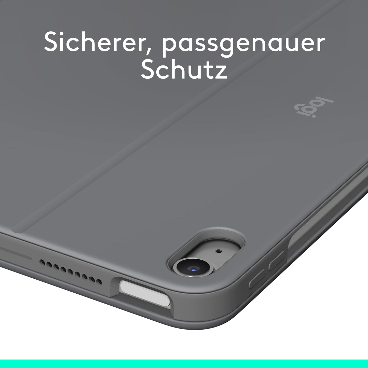 Logitech Combo Touch Keyboard Case for iPad Air 11 inch (M2, M3 and M4), iPad Air (5th Generation) - Detachable Backlit Keyboard and Stand, German QWERTY Layout - Gray - 920-012629