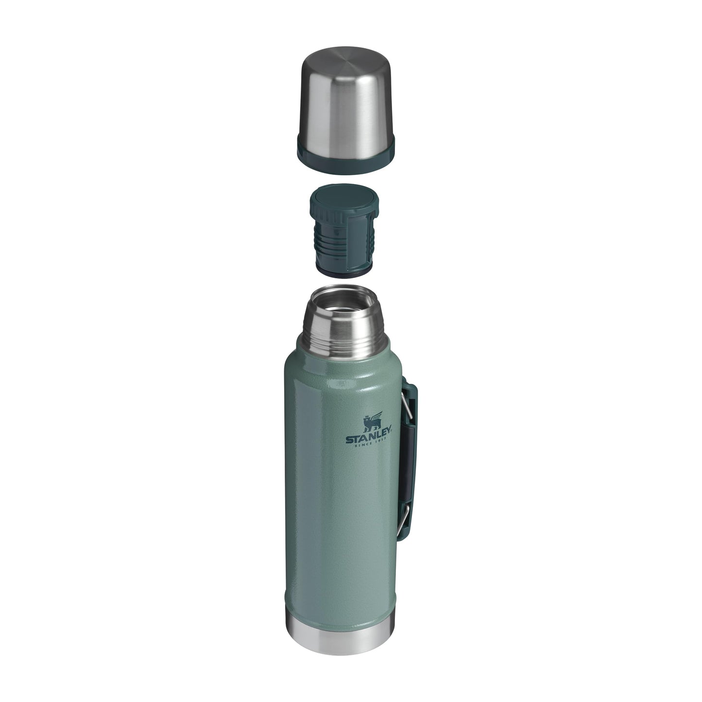 Stanley 1913 Classic Legendary Thermos Bottle 1.4L - Thermos Keeps Hot or Cold for 40 Hours - Stainless Steel Thermos Flask - BPA Free - Dishwasher Safe - Hammertone Green - 100000115856