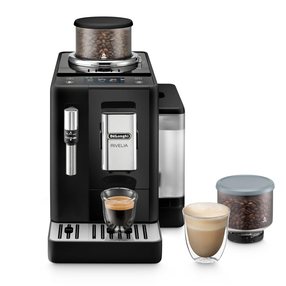 De'Longhi Rivelia - aparat de cafea complet 8 băuturi negru - EXAM44035B