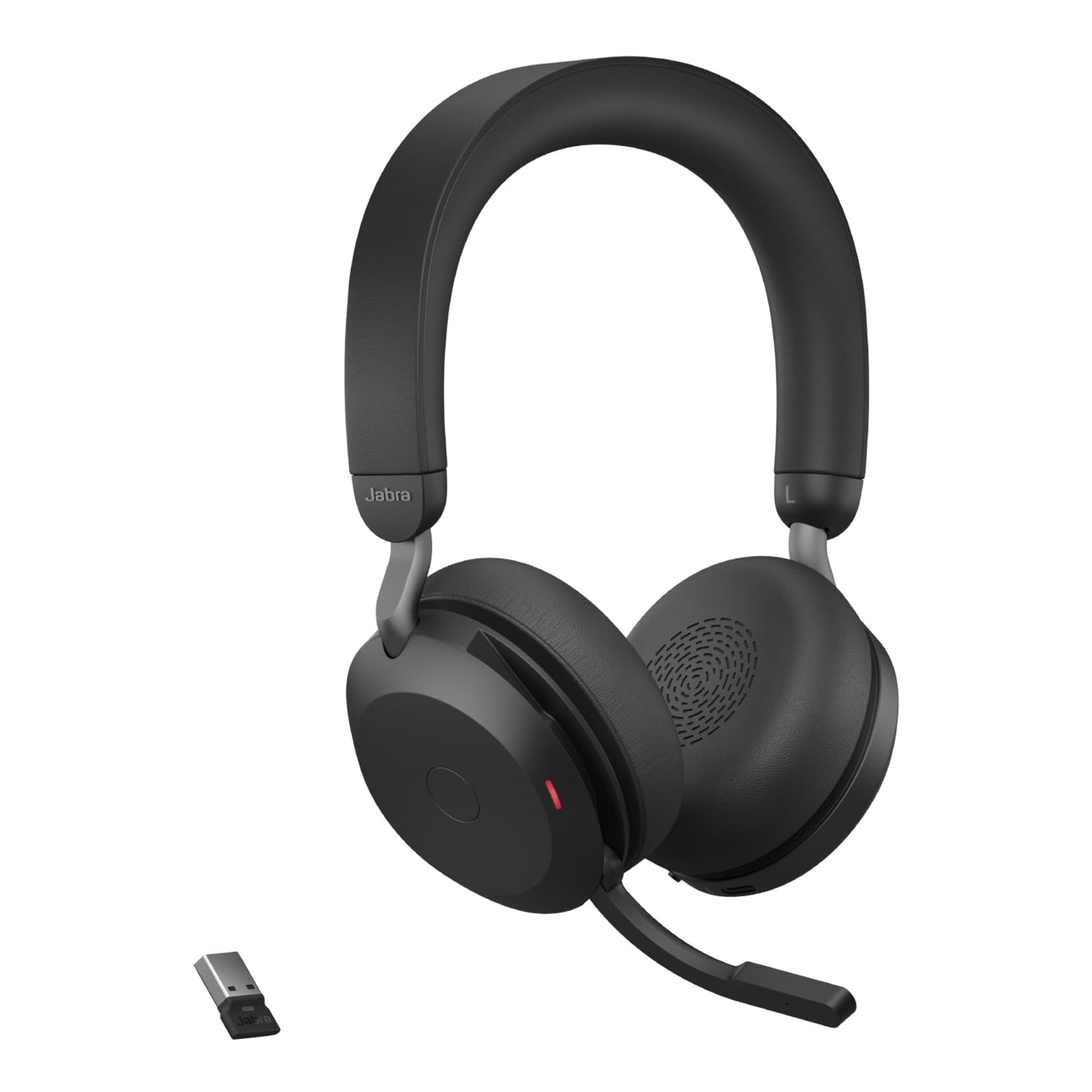 Jabra Evolve2 75 Wireless PC Headset with Charging Dock, 8-Micro Technology - Dual Foam Stereo Headphones with Advanced Active Noise Cancellation, USB-A Bluetooth Adapter and UC Compatibility - Black - 27599-989-989