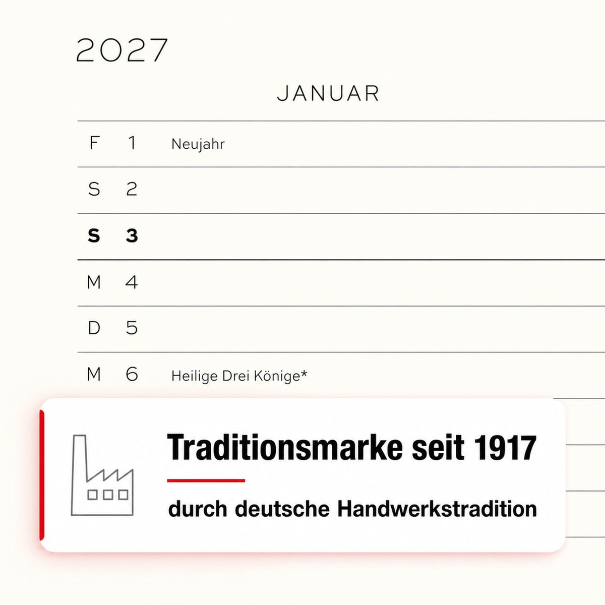 LEUCHTTURM1917 Calendar săptămânal 2027 punctat mediu (A5) cu caiet - Planificator de întâlniri german, floarea soarelui, ianuarie-decembrie 2027, prezentare generală săptămânală în stânga + pagină cu note în dreapta - 400093