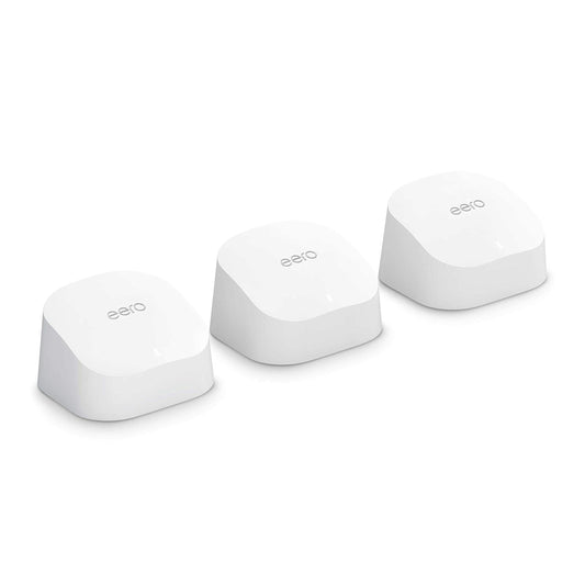 Amazon eero 6 mesh wireless router | 500 Mbps Ethernet | Up to 420 m² coverage | Connects to over 75 devices | Three pack - N010001