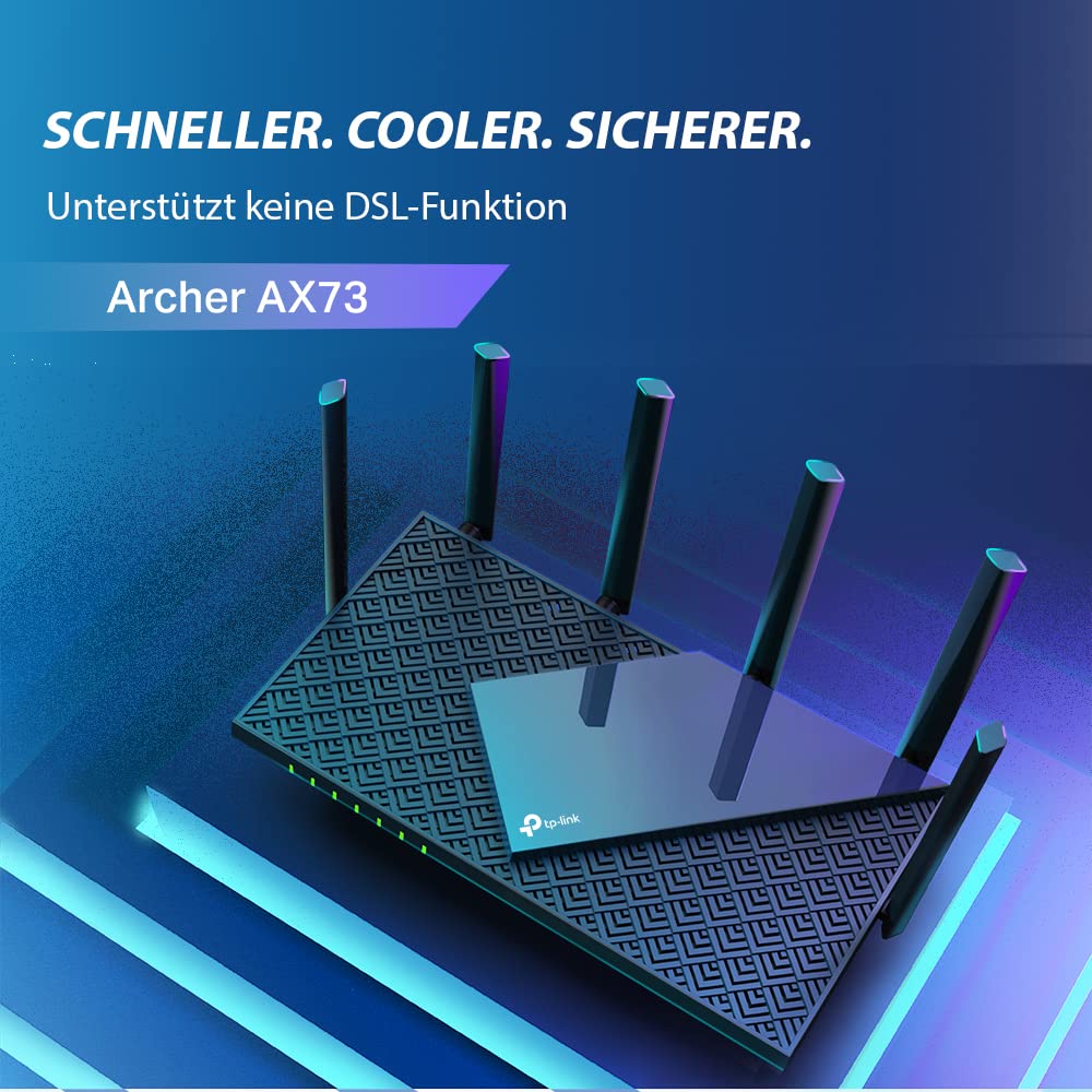TP-Link Archer AX73 Wi-Fi 6 Gigabit WLAN router (4804 Mbit/s 5 GHz, 574 Mbit/s 2.4 GHz, 4 × Gigabit LAN ports, 1 × USB 3.0 port, HomeShield), does not support DSL function
