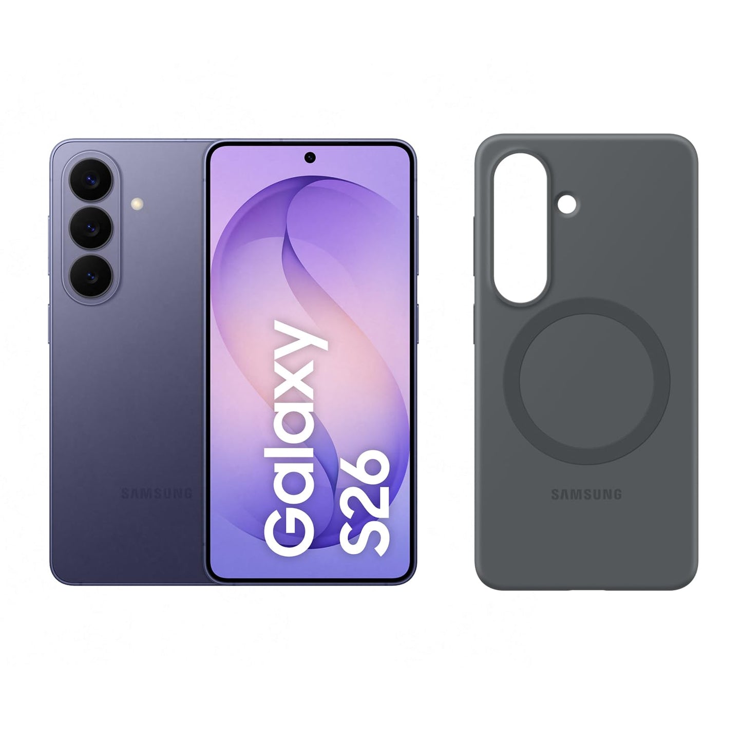 Samsung Galaxy S26 AI smartphone with Galaxy AI, no contract, mobile phone with Android, 12 GB RAM, 256 GB storage, AP processor, Cobalt Violet, 3 year manufacturer's warranty, including silicone magnet case - F-MS942BZVGAMZ