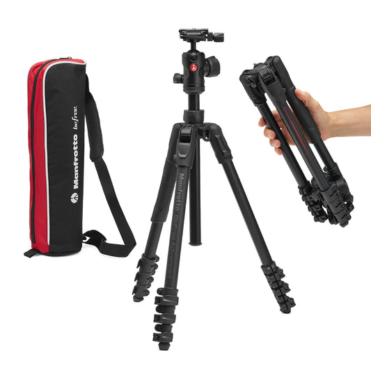 Manfrotto Befree Advanced AS Camera Tripod Lever Lock Compatible with Arca-Swiss Portable Compact Travel Tripod Set Ball Head Aluminum Tripod for DSLR Mirrorless Cameras Camera Accessories - MKBFRLA4FB-BH