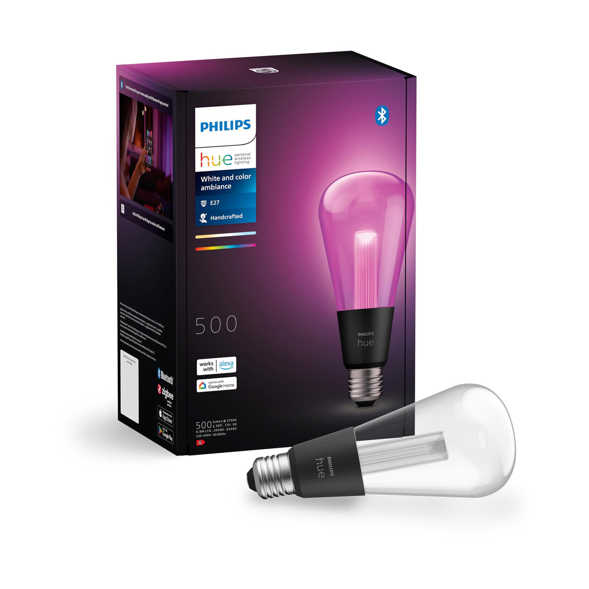 Philips Hue Lightguide Smart LED-Lampă ST70, Formă Edison, E27 - 8719514419391