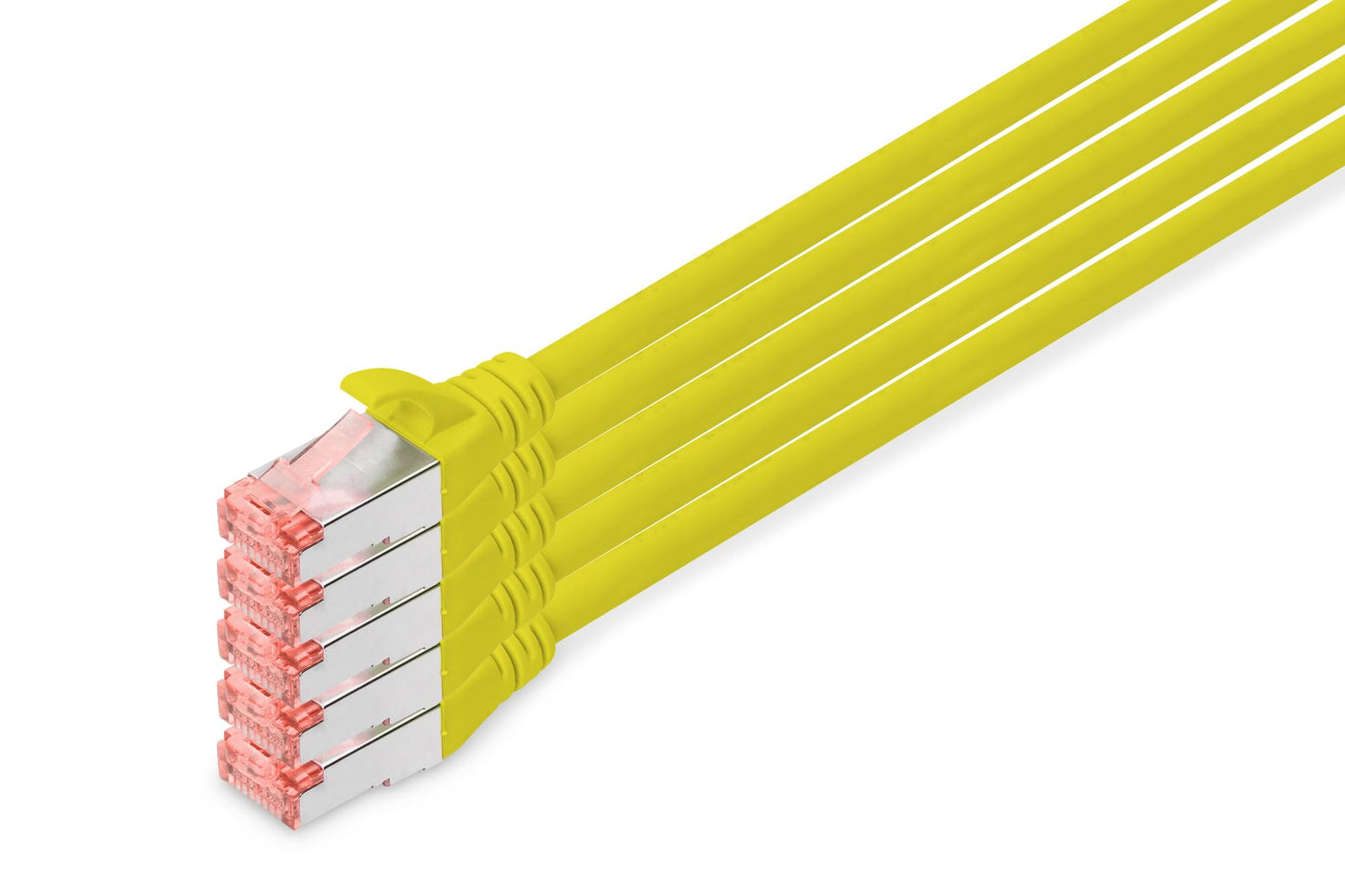 DIGITUS LAN cable Cat 6 – 10 m – 5 pieces – S/FTP shielded – yellow - DK-1644-100-Y-5