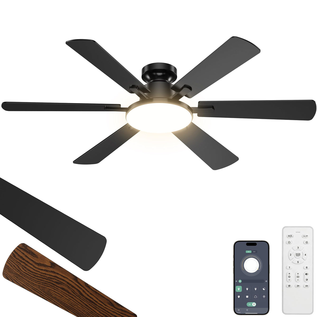 VENTILATOR DE TAVAN ROTTOGOON cu iluminare 132cm Silențios Motor DC reversibil - CF1501
