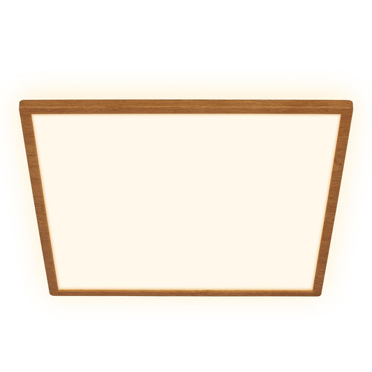 BRILONER - LED ceiling lamp with indirect light, flat, warm white light, lamp, ceiling light, living room lamp, LED panel, kitchen lamp, bedroom lamp, 42x42x3 cm, wood look frame - 7453314