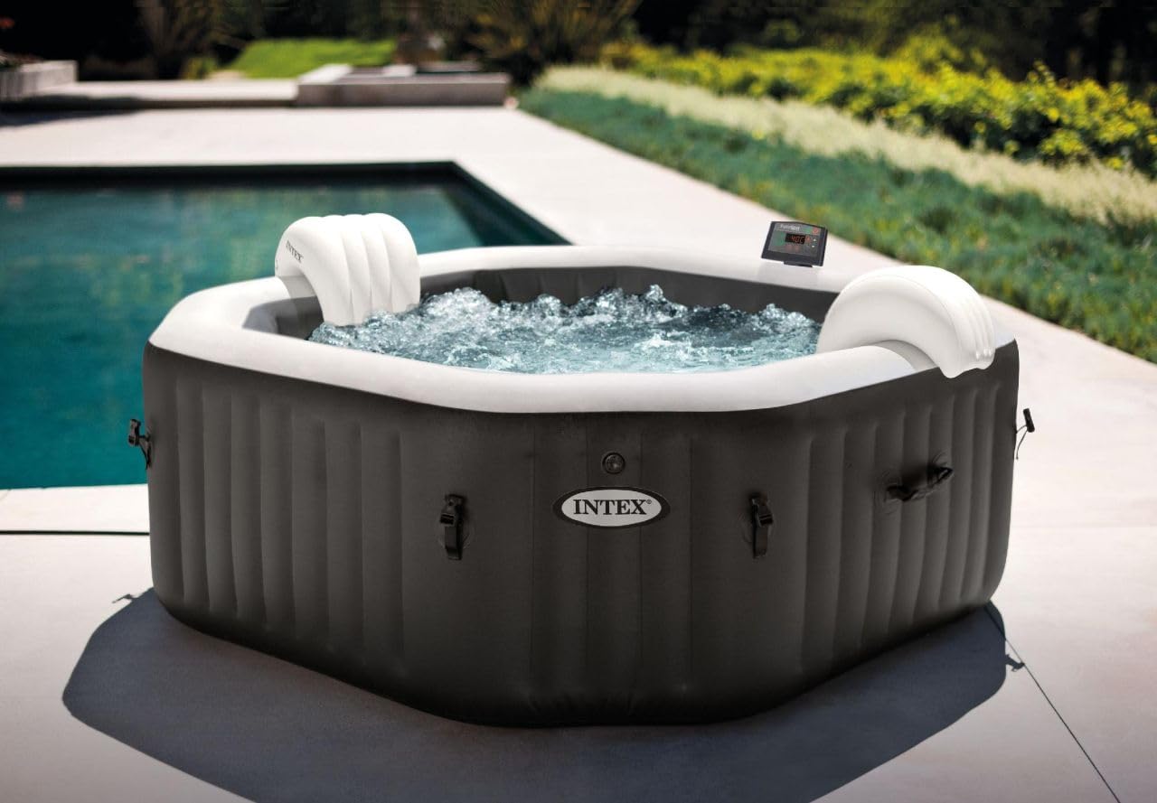 Intex 28458 - Inflatable whirlpool PureSpa Jet&Bubble Deluxe, 4 people, 120 jets, heating, black, 201x71 cm