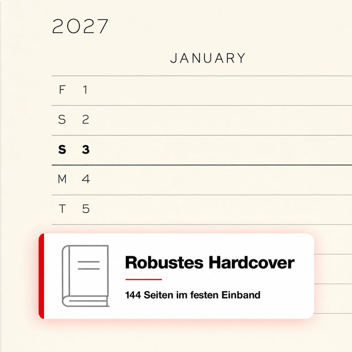 LEUCHTTURM1917 calendar săptămânal 2027 punctat mediu (A5) cu caiet, punctat - planificator de întâlniri engleză, floarea soarelui, copertă cartonată, 145 x 210 mm, ianuarie-decembrie 2027, prezentare săptămânală în stânga + pagina de note în dreapta -