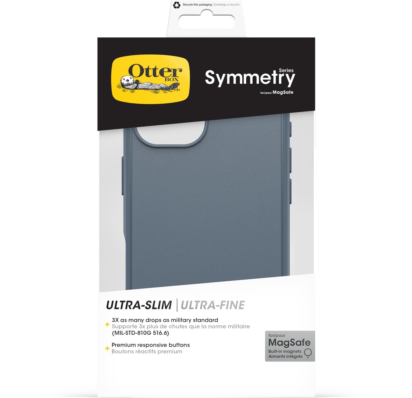 OtterBox Symmetry Series MagSafe Case for iPhone 16, Shockproof Drop Proof Slim Protective Case, 3X More Drops than Military Grade, Blue - 77-96548