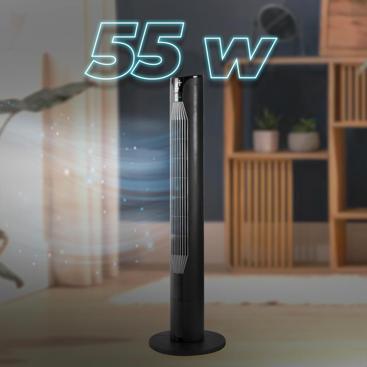 Cecotec tower fans EnergySilence 8150 Skyline, 1 height 42", 55W, remote control, LED screen, 3 speeds, 80º oscillation, black - 08202