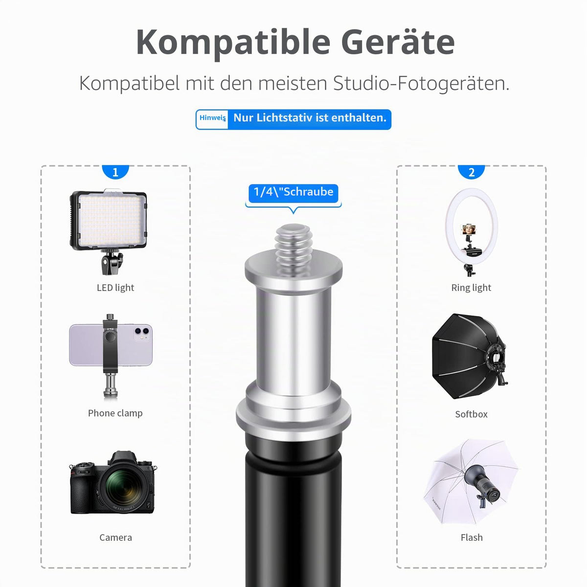 Neewer 190 cm suport pentru iluminare fotografie pentru reflector, softbox, lumină, umbrelă și fundal - 10000117