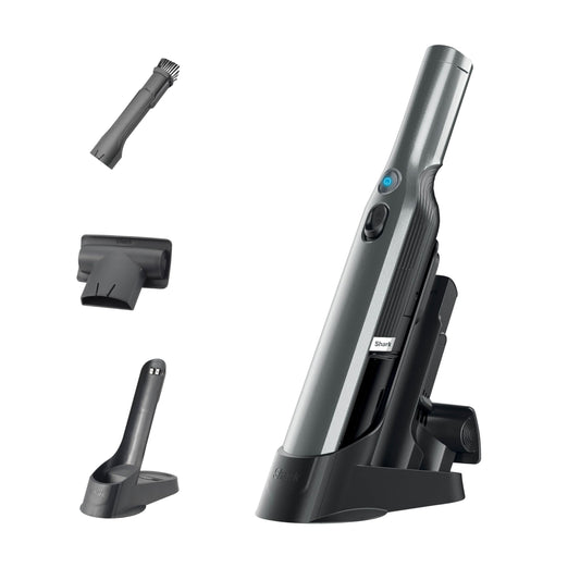 Shark WandVac 1.0 cordless mini handheld vacuum cleaner, compact and lightweight, powerful battery-operated vacuum with dust brush/crevice tool and multi-surface attachment, charging station, gray, WV200EU